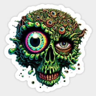 Zombie Gore Brain Skull 2 Sticker